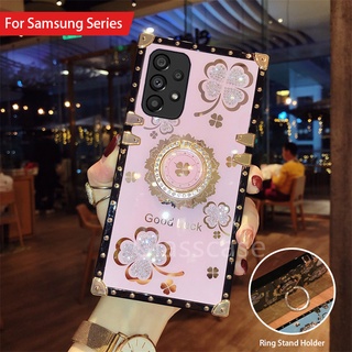 เคสโทรศัพท์มือถือแบบนิ่ม TPU กันกระแทก ลายดอกไม้ พร้อมแหวนขาตั้ง สําหรับ Samsung Galaxy A71 A51 A31 A21s A12 M32 M22 M12