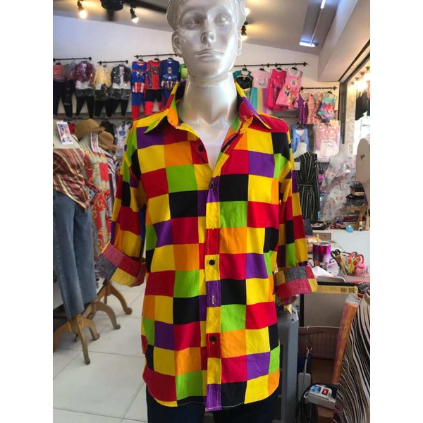 พร้อมส่ง เสื้อแขนยาว ลายตาราง เสื้อผ้าผู้ใหญ่ เสื้อ ชุดย้อนยุค เสื้อผ้าผู้ชาย