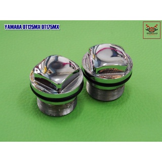 YAMAHA DT125MX DT175MX FRONT FORK TOP KNOB SET PAIR "CHROME" //  จุกปิดตะเกียบหน้า (1 คู่) สินค้าคุณภาพดี