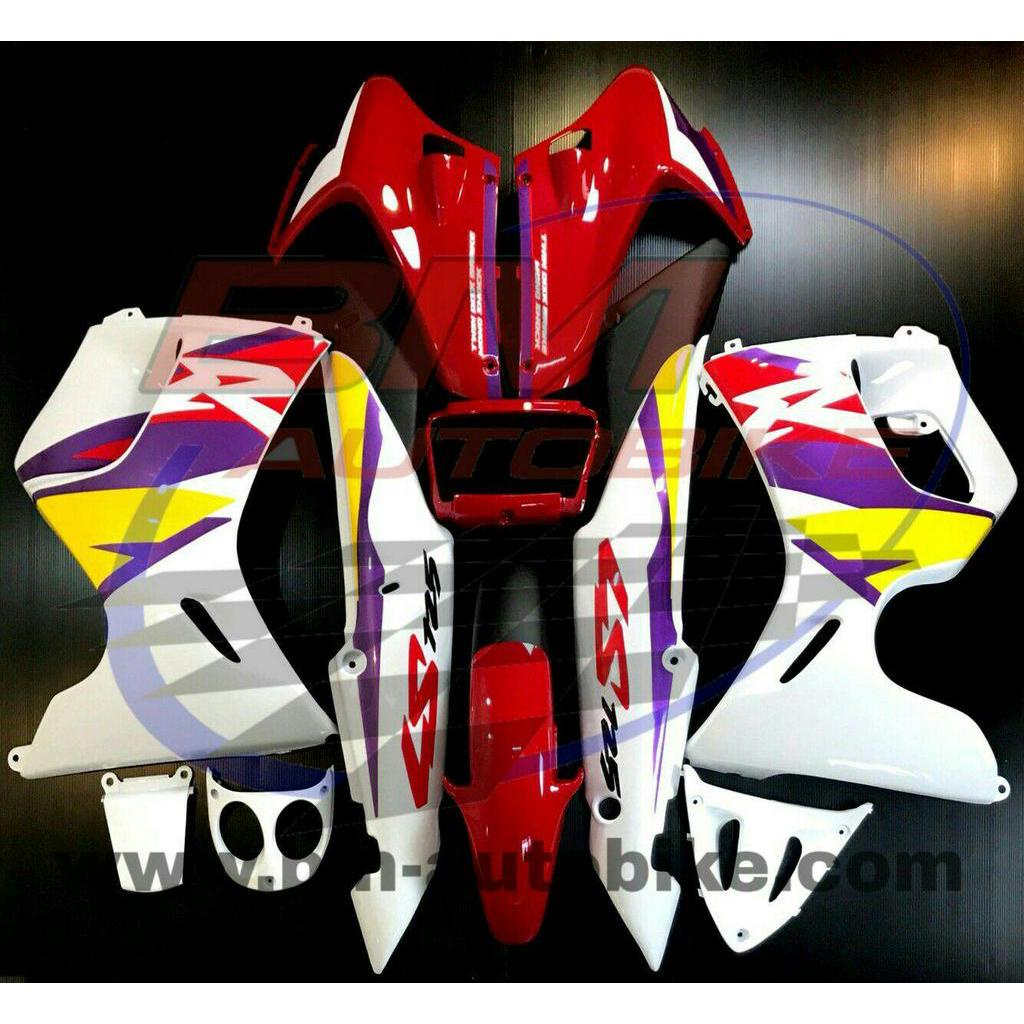 LS 125 ตัวเก่า 11 ชิ้น ชุดสี แดง/ขาว  เฟรมรถ กรอบรถ แฟริ่ง Honda ls125 สีตามรูป ABS