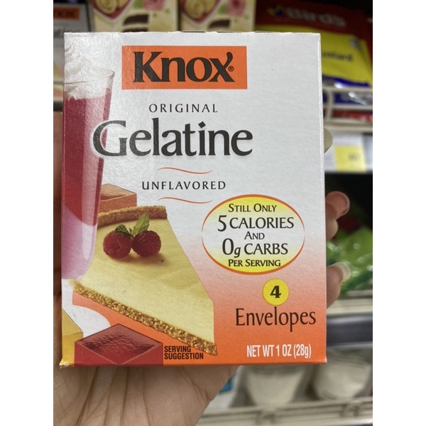 Knox Original Gelatine Unflavored 28g. เป็นเจลาตินบริสุทธิ์แบบไม่มีรสชาติ