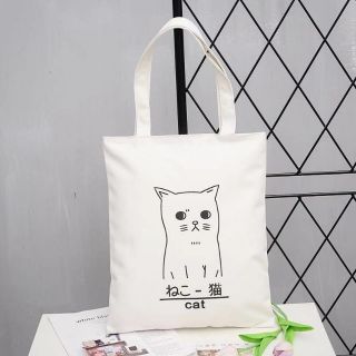 กระเป๋าผ้าใบกระเป๋าสะพายเกาหลีผู้หญิงผู้หญิงช้อปปิ้งแบบพกพา cat