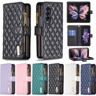 เคสหนัง ฝาพับแม่เหล็ก พร้อมช่องใส่บัตร มีซิป อเนกประสงค์ สําหรับ Samsung Galaxy Z Fold4 5G