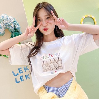 Live171# เสื้อคัตตอล มีหลายสี “Big cleaning” สไตล์เกาหลี Dream Big Tshirt โอเวอร์ไซน์ สาวอวบใส่ได้ คอกลม ผ้านุ่ม