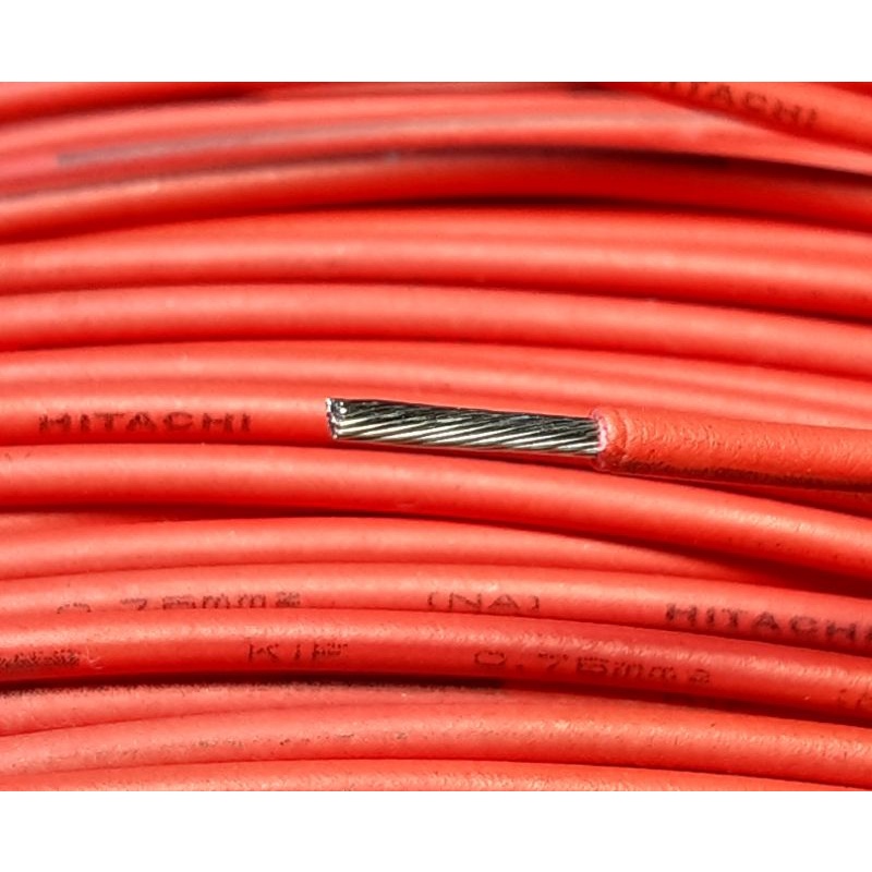Hitachi Cable (ราคา 1เมตร) สายไฟ สาย ทองแดง ชุบดีบุก เคลือบ ดีบุก  20AWG  สายเดินภายใน สายอ่อน
