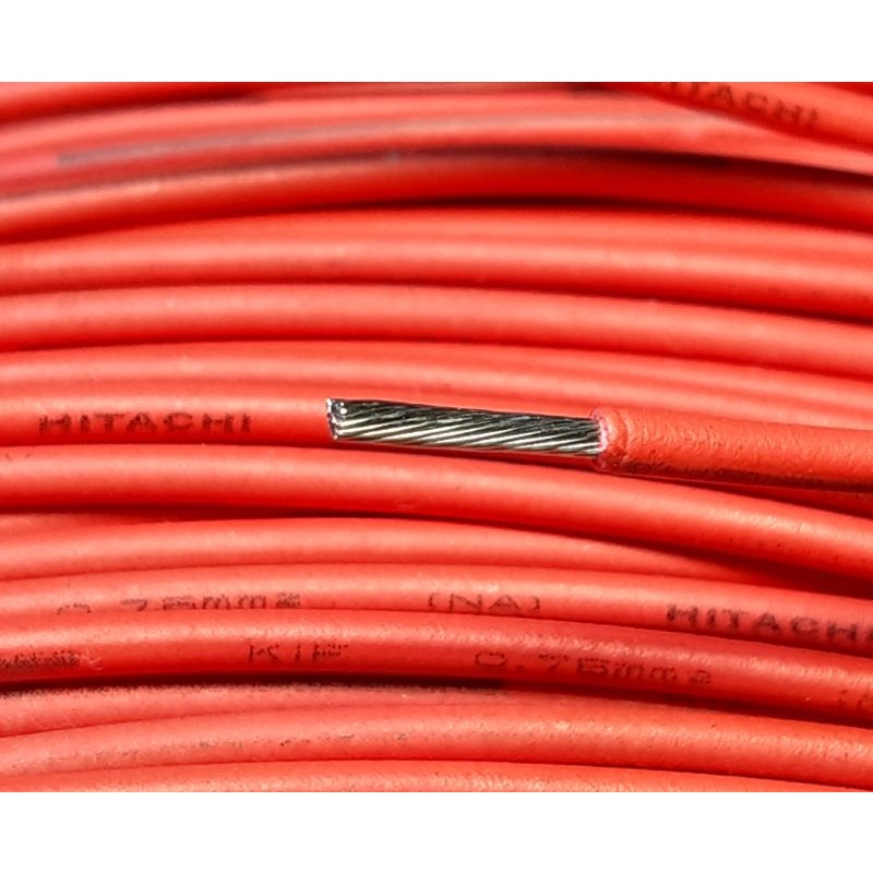 Hitachi Cable (ราคา 1เมตร) สายไฟ สาย ทองแดง ชุบดีบุก เคลือบ ดีบุก 20AWG สายเดินภายใน สายอ่อน