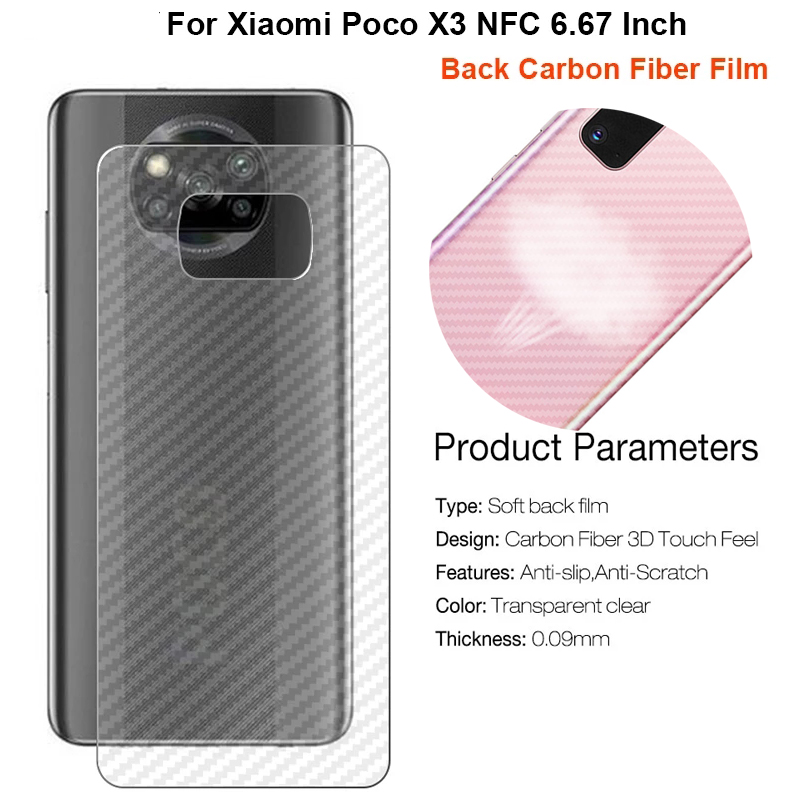 Xiaomi Poco X3 NFC M2 F2 Pro Carbon Fiber Protector Soft Breathable Protective Back Film Xiaomi Black Shark 3 2 Pro Anti-Fingerprint Carbon Fibe Film