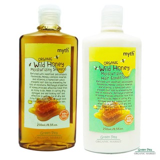 Myth เซท แชมพู และ ครีมนวดผม ออแกนิก ไวลด์ฮันนี่ ,Organic Wild Honey with moisturing Shampoo &amp;conditioner,250  ml.