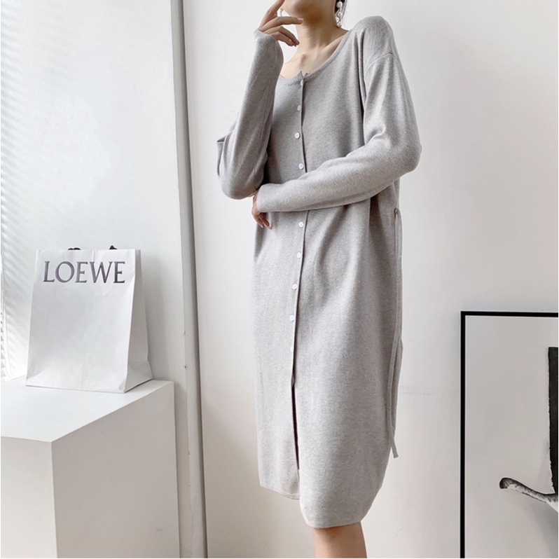 ชุดเดรสถัก Ha Yeon สีเทา / ชุดเดรสผ้าถักนําเข้า