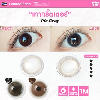 คอนแทคเลนส์ คอนแทคเลนส์รายเดือน Mini Lens รุ่น Pie Gray เลนส์ผสมกลิตเตอร์สีเงิน คอนแทคเลนส์สีเทา  ใส่เรียน