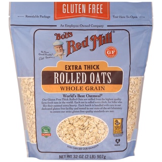 Bobs Red Mill Rolled Oats - Thick, 907 g โอ๊ตรีดแบนเต้มแผ่น กลูเตนฟรี