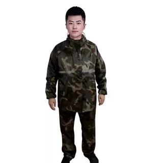 ชุดกันฝน เสื้อกันฝน สีกรมท่า มีแถบสะท้อนแสง รุ่น หมวกติดเสื้อ Waterproof Rain Suit