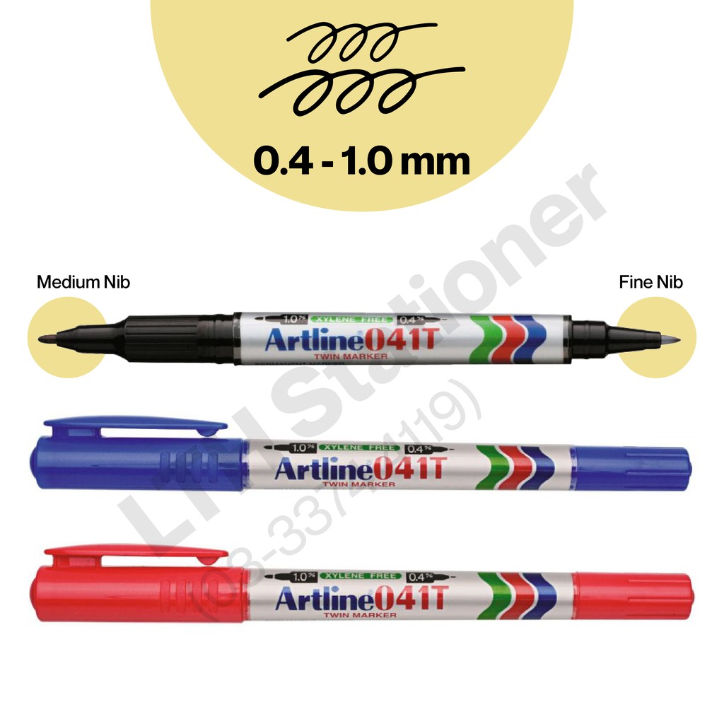 ปากกามาร์กเกอร์ Artline Twin 041T ถาวร