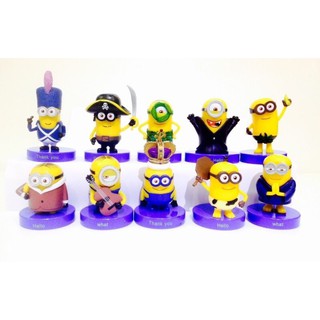 6 cm Action Figure Minion The Movie SET of 10 โมเดล ฟิกเกอร์ การ์ตูน แอนิเมชั่น มินเนี่ยน ภาคหนังโรง ฐานน้ำเงินใส