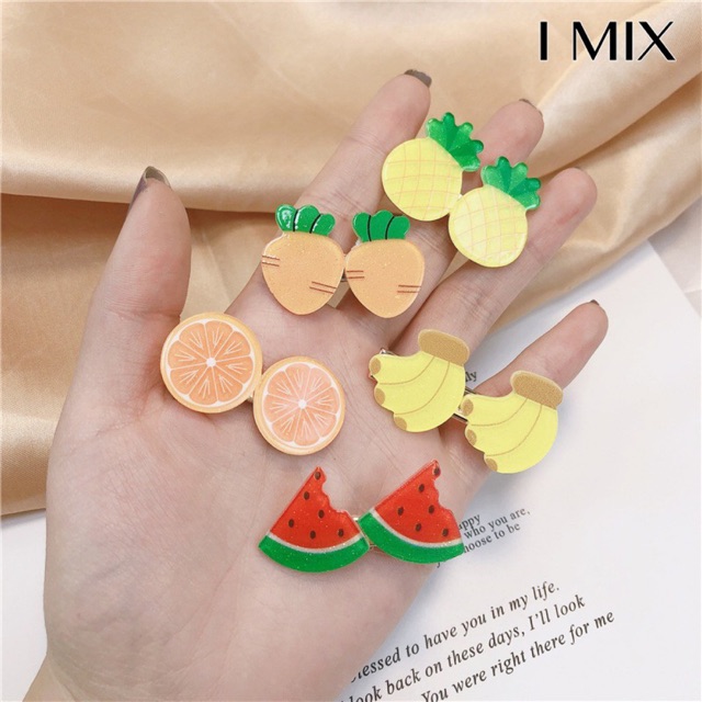 I MIX AH01 กิ๊ฟติดผม ลายผลไม้ สไตล์เกาหลี คละลาย
