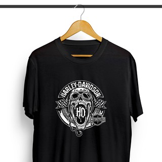 เสื้อยืดโอเวอร์ไซส์เสื้อยืด พิมพ์ลายโลโก้ Harley DAVIDSON SKUL IN THE FRONTS-3XL