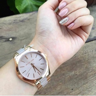 Michael kors slim runway rose gold blush watch แท้100%