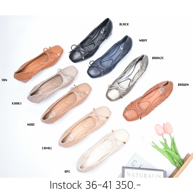 ขายดีมาก !Flat bow high heel รองเท้าผู้หญิงทรงบัลเลต์ส้นสูง
