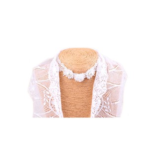 TANITTgems Vintage White Pearls Rose French Lace short Necklace