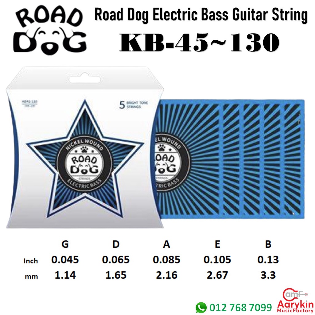 Road Dog Hi-Performing Electric Bass Guitar String - KB45~130 (5-String)