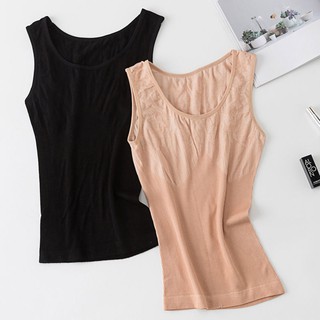 ♙ฤดูใบไม้ผลิและฤดูร้อน skin tone thin waistcoat female slim round neck bottoming shirt Korean version of flesh-coloured