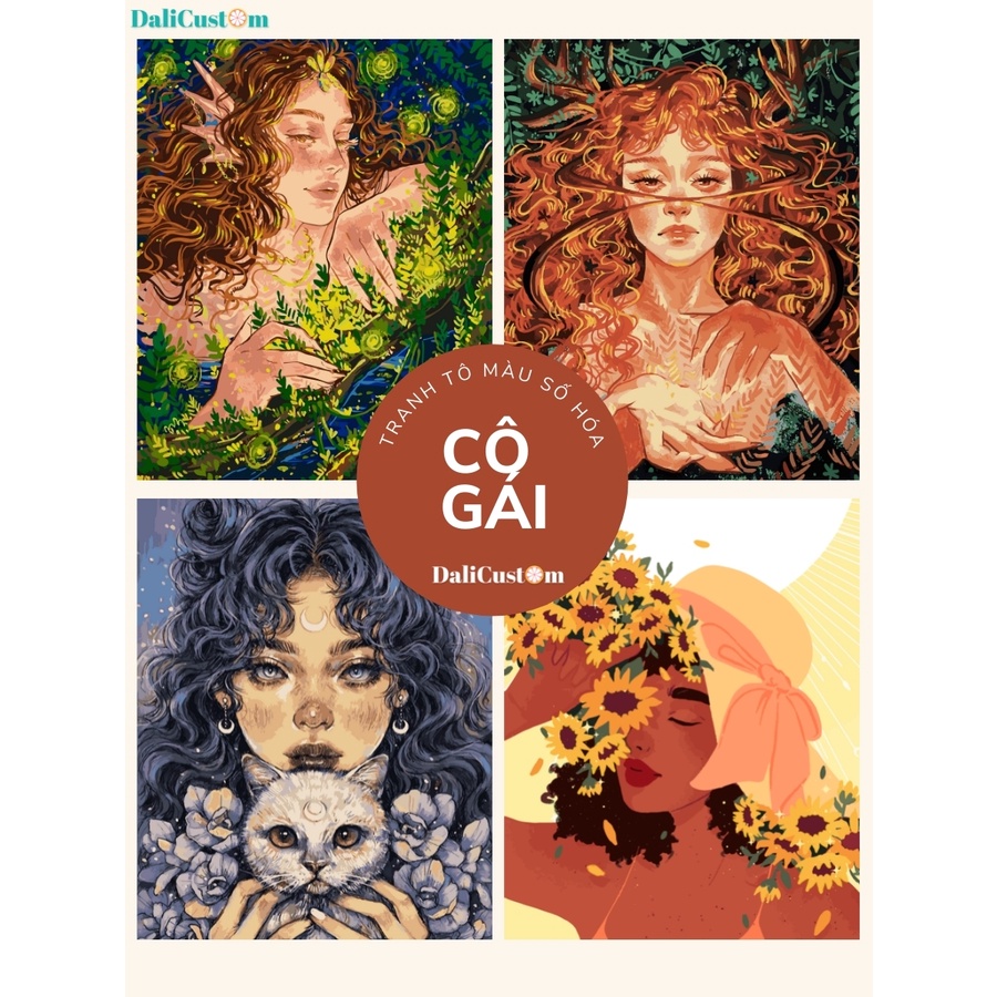 ระบายสีตามตัวเลขสาวรูปแบบที่ไม่ซ้ํากันกรอบก่อน 40x50