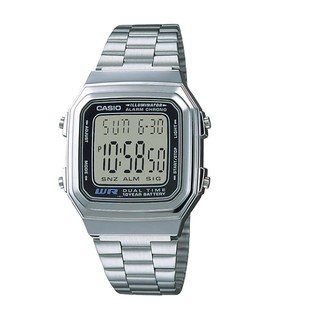 Casio Standard นาฬิกาข้อมือ สายสแตนเลส สีเงิน รุ่น A178WA-1ADF,A178WA-1A,A178WA