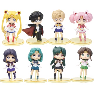 โมเดลฟิกเกอร์ เซเลอร์มูน Tsukino Usagi Chiba Mamoru Mercury Mars Jupiter Venus 8 ชิ้น ต่อชุด