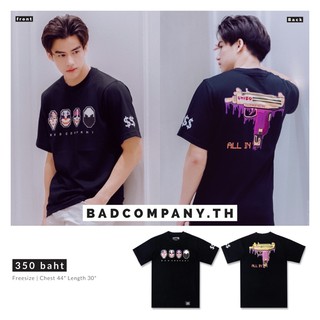 [LEEE]Badcompany:เสื้อยืดสกรีนลาย "N-uzi" สตรีทแฟชั่น คอกลม