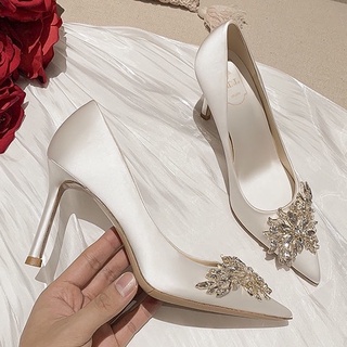 👠รองเท้าผู้หญิง👠ใหม่รองเท้าส้นสูงรองเท้าเจ้าสาวสไตล์ฝรั่งเศสสําหรับผู้หญิง