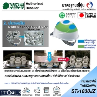 หมวกเซฟตี้ญี่ปุ่น TANIZAWA ST 1830 JZ-EPA หมวกวิศวกร รุ่นมีปีก และมีช่องระบายอากาศ ขายดีที่สุด หมวกนิรภัย