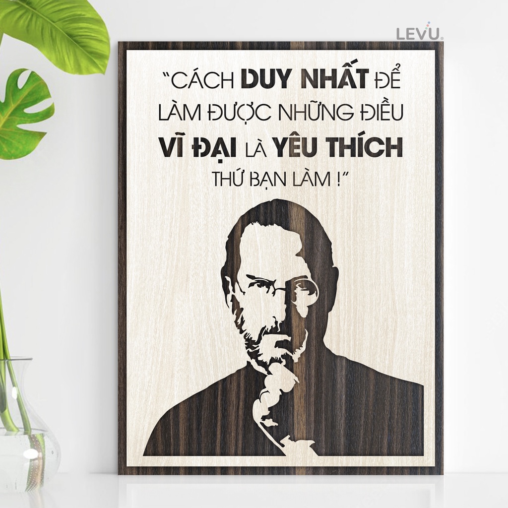 ภาพวาดตกแต่งผนังทําจากไม้แกะสลักเลเซอร์ของ Steeven Jobs และคําพูดที่มีชื่อเสียง MOC7-NT01