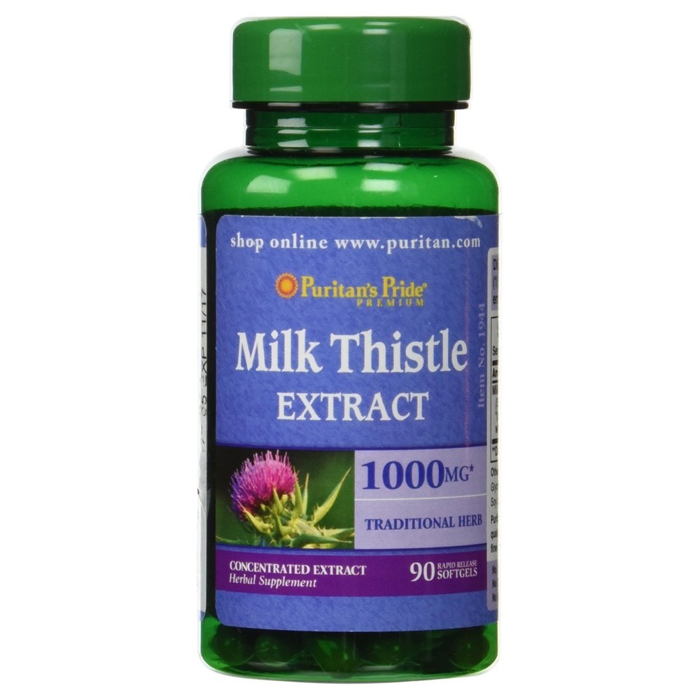 Puritan’s Pride Milk Thistle 4:1 Extract 1000 mg (Silymarin)/ 90 Softgels