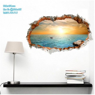 Wall Sticker สติ๊กเกอร์ติดผนัง 3D วิวทะเล AF6901 (กว้าง90cm.xสูง60cm)