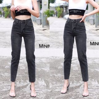 Minimal7650#ยีนส์บอยดำฟอกมีS-XL