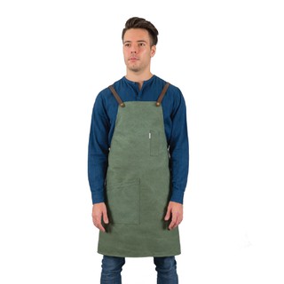 Han&amp;Co.12C Cross Back Apron-FOREST GREEN ผ้ากันเปื้อนเต็มตัวสายไขว้หลังรุ่น 12C Cross Back Apron สีเขียวเข้ม