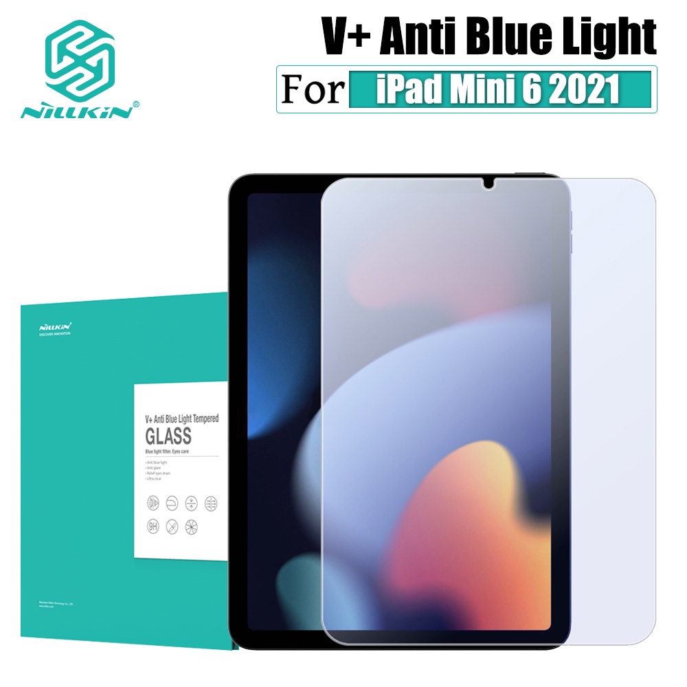 Nillkin V + กระจกนิรภัยป้องกันแสงสีฟ้าสําหรับ Apple iPad Mini 6 2021 / Mini 7 2024 ป้องกันดวงตาบรรเทาความเมื่อยล้า 0.33 มม.9H ตัวป้องกันหน้าจอป้องกันการระเบิด