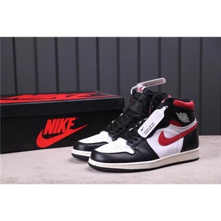 NIKE Air Jordan 1 Low AJ1 black/White/Red Basketball shoes รองเท้าบาสเกตบอล