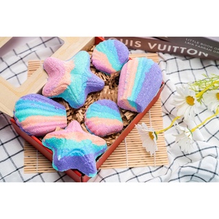 Rainbow Bath Bomb บาธบอมสีรุ้ง สดใส กลิ่นหอม set 6 ชิ้น