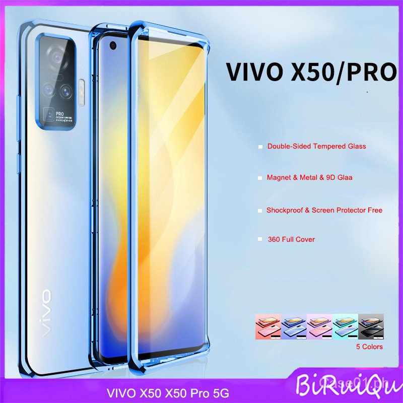 เคสโทรศัพท์มือถือแบบกระจก ฝาพับแม่เหล็ก สองด้าน 360 องศา สําหรับ Vivo X50 X60 Pro X50Pro X60Pro° เคส