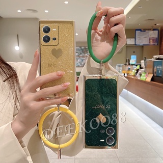 เคสโทรศัพท์มือถือแบบแข็ง VIVO Y35 / Y22 / Y22s / Y16 / Y02S / V25 5G / V25e 4G Phone Case with Wristband Bracelet Smartphone Casing Bling Gold Glitter Be Loved Hard Back Cover VIVOV25 VIVOY35 VIVOY16