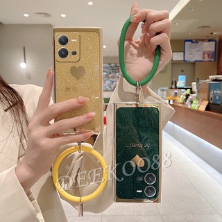 เคสโทรศัพท์มือถือแบบแข็ง VIVO Y35 / Y22 / Y22s / Y16 / Y02S / V25 5G / V25e 4G Phone Case with Wristband Bracelet Smartphone Casing Bling Gold Glitter Be Loved Hard Back Cover VIVOV25 VIVOY35 VIVOY16