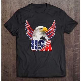 เสื้อยืดผ้าฝ้ายพิมพ์ลายแฟชั่น เสื้อยืด พิมพ์ลายนกอินทรีย์ Usa Eagle Patriotic Eagle