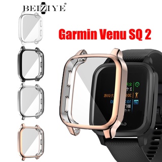 beiziye เคส TPU แบบบาง สําหรับ Garmin Venu Sq 2 นิ่ม ป้องกันรอยขีดข่วน ป้องกันหน้าจอ เปลือกใส และชุบ เคสป้องกัน