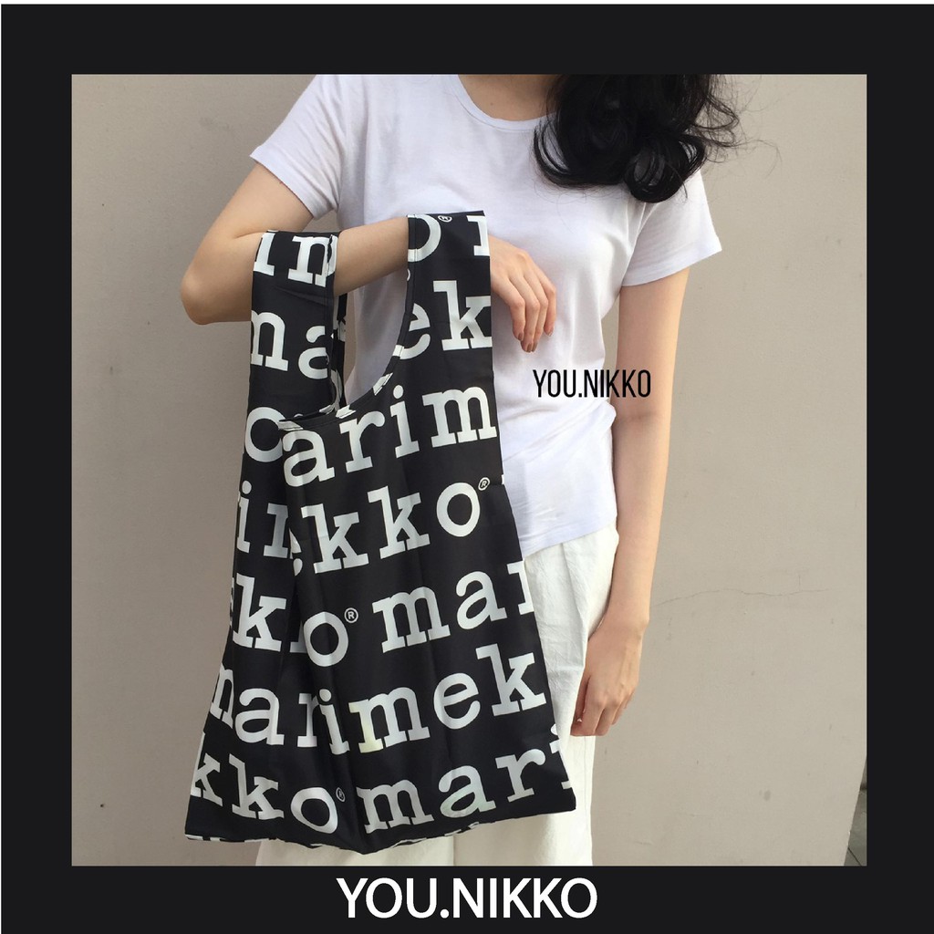 Marimekko tote bag ลายดำจุด limited ของแท้ 100% | Shopee Thailand