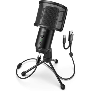 FIFINE K683B Desktop Microphone with Pop Filter for Computer and Mac, Condenser