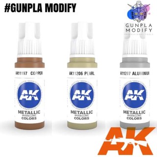 AK Interactive 3G สีอะคริลิคสูตรน้ำ 17 ml Copper, Pearl, Aluminum