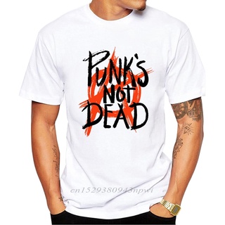 เสื้อยืดแขนสั้น พิมพ์ลายตัวอักษร Punks Not Dead สไตล์พังก์ สําหรับผู้ชาย dntokobthy