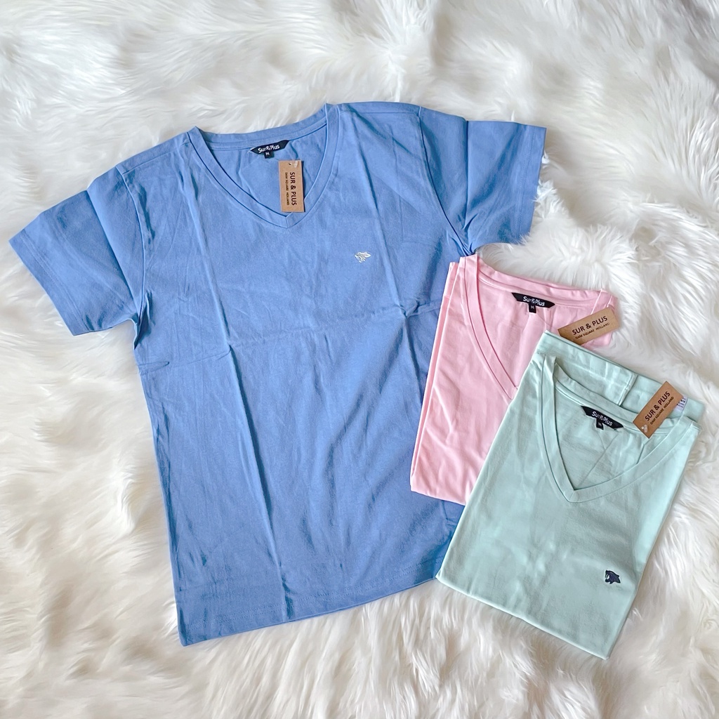 เสื้อยืดคอวีราคาถูก ผ้านิ่ม