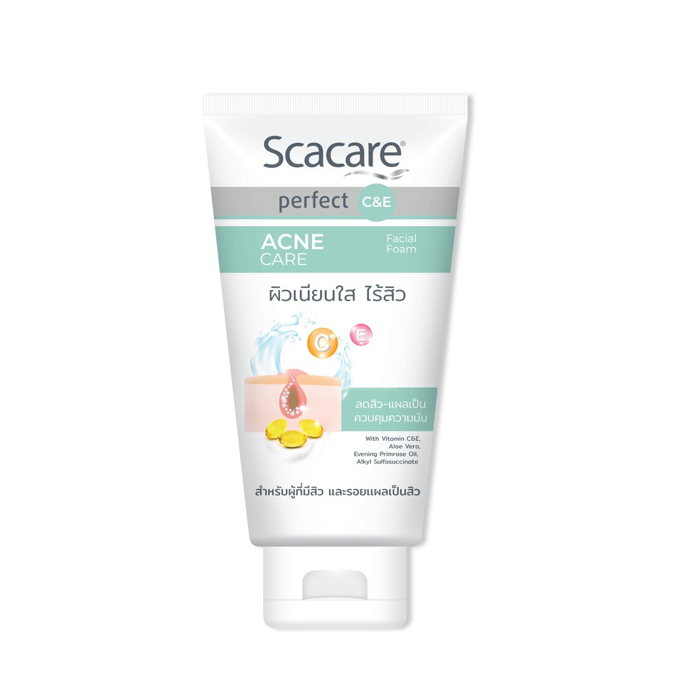 Scacare สกาแคร์ โฟมล้างหน้า เพอร์เฟ็คท์ แอคเน่แคร์ 100 ก. x2 (FACIAL FOAM) เพื่อผิวเนียนใส ไร้สิว